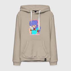 Толстовка-худи хлопковая мужская Ранма - shampoo anime girl, цвет: миндальный