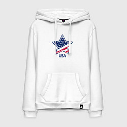 Толстовка-худи хлопковая мужская Star - USA, цвет: белый
