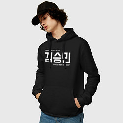 Толстовка-худи хлопковая мужская Ким Сынмин stray kids, цвет: черный — фото 2