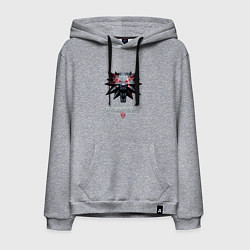 Толстовка-худи хлопковая мужская Ведьмак лого из игры, цвет: меланж