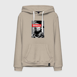 Толстовка-худи хлопковая мужская Линкольн - Америка, цвет: миндальный
