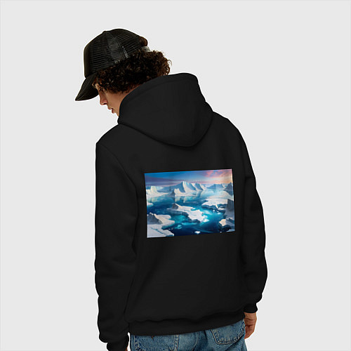 Мужская толстовка-худи Арктика льдины / Черный – фото 4