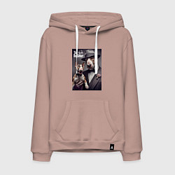 Толстовка-худи хлопковая мужская Крёстный отец держит своего щенка - мем, цвет: пыльно-розовый