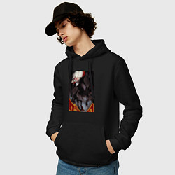 Толстовка-худи хлопковая мужская Дандадан: Кэн Такакура, цвет: черный — фото 2