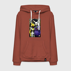 Толстовка-худи хлопковая мужская Семейная пара покемонов - нейроарт, цвет: кирпичный