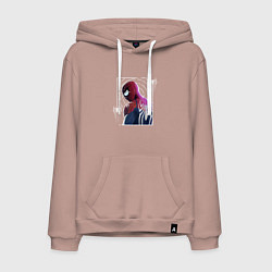 Толстовка-худи хлопковая мужская Spider-man, цвет: пыльно-розовый