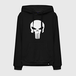 Толстовка-худи хлопковая мужская Punisher logo, цвет: черный