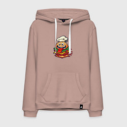 Толстовка-худи хлопковая мужская Радостный гамбургер, цвет: пыльно-розовый