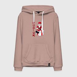 Толстовка-худи хлопковая мужская Санта Клаус - Роблокс, цвет: пыльно-розовый