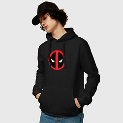 Толстовка-худи хлопковая мужская Deadpool logo, цвет: черный — фото 2