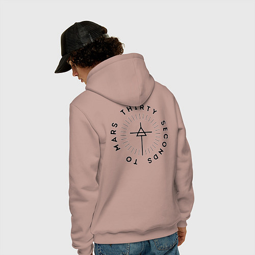 Мужская толстовка-худи 30 Seconds to Mars: logo / Пыльно-розовый – фото 4