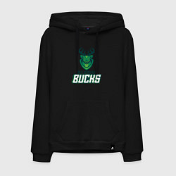 Толстовка-худи хлопковая мужская Milwaukee Bucks NBA, цвет: черный