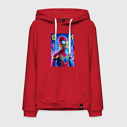 Толстовка-худи хлопковая мужская Homer Simpson and Spider man - collaboration, цвет: красный