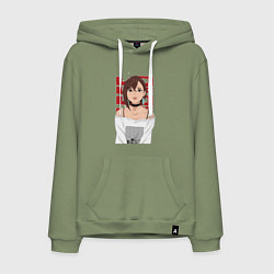 Толстовка-худи хлопковая мужская Дандадан: Момо, цвет: авокадо