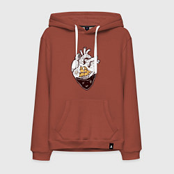 Толстовка-худи хлопковая мужская Сердце корабля, цвет: кирпичный