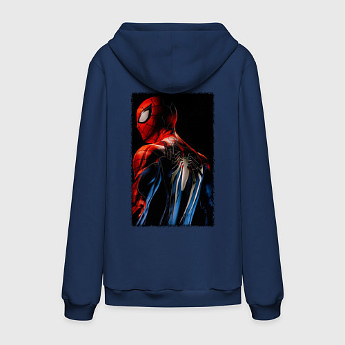 Мужская толстовка-худи Человек паук спина / Тёмно-синий – фото 2