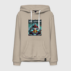 Толстовка-худи хлопковая мужская Веном присматривается к Морти - нейроарт фантазия, цвет: миндальный