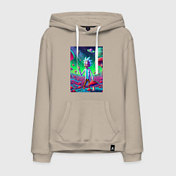 Толстовка-худи хлопковая мужская Рик потерял Морти на грибной планете, цвет: миндальный