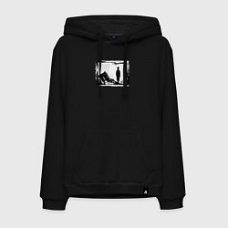 Толстовка-худи хлопковая мужская Путешествия по тропам, цвет: черный