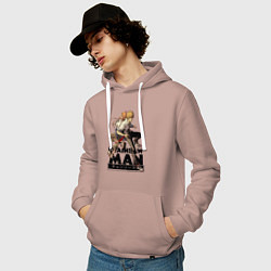 Толстовка-худи хлопковая мужская Denji and Power, цвет: пыльно-розовый — фото 2