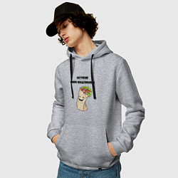 Толстовка-худи хлопковая мужская Настроение наивно обнадёживающее, цвет: меланж — фото 2