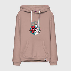 Толстовка-худи хлопковая мужская Клинок рассекающий демонов Урокодаки, цвет: пыльно-розовый