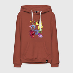 Толстовка-худи хлопковая мужская Happy three friends - carousel, цвет: кирпичный