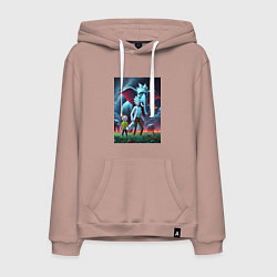 Толстовка-худи хлопковая мужская Слон похожий на Рика Санчеса - прикол, цвет: пыльно-розовый