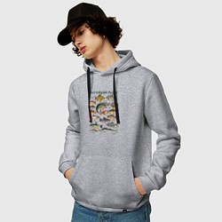 Толстовка-худи хлопковая мужская Рыбный атлас, подарок для рыбака, цвет: меланж — фото 2