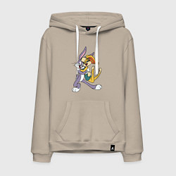 Толстовка-худи хлопковая мужская Bugs Bunny - Lola Bunny, цвет: миндальный