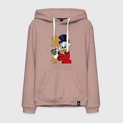 Толстовка-худи хлопковая мужская Duck tales - Scrooge bitcoin, цвет: пыльно-розовый
