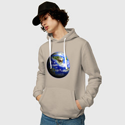 Толстовка-худи хлопковая мужская Голубая планета, цвет: миндальный — фото 2