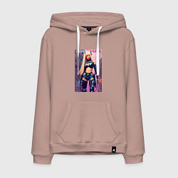 Толстовка-худи хлопковая мужская Cyber Barbie - ai art, цвет: пыльно-розовый