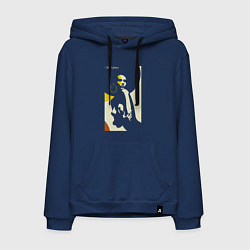 Толстовка-худи хлопковая мужская Девушка в круглой шляпе, цвет: тёмно-синий
