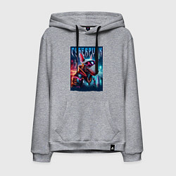 Толстовка-худи хлопковая мужская Dude bull terrier - cyberpunk, цвет: меланж