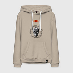 Толстовка-худи хлопковая мужская Око Саурона и руны Властелин колец, цвет: миндальный