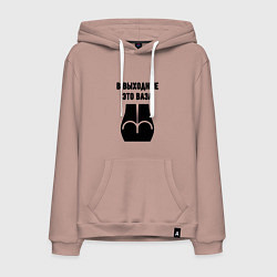 Толстовка-худи хлопковая мужская Выходная ваза, цвет: пыльно-розовый