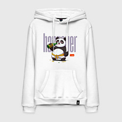 Толстовка-худи хлопковая мужская Похмелье панды, цвет: белый