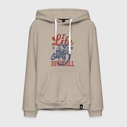 Толстовка-худи хлопковая мужская My life is going downhill, цвет: миндальный