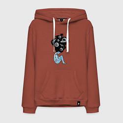 Толстовка-худи хлопковая мужская Космическая девушка, цвет: кирпичный
