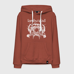 Толстовка-худи хлопковая мужская Lamb of god - skull, цвет: кирпичный