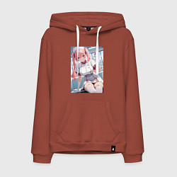 Толстовка-худи хлопковая мужская Медсестричка сделает тебе укол любви - пышная аним, цвет: кирпичный