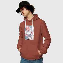 Толстовка-худи хлопковая мужская Медсестричка сделает тебе укол любви - пышная аним, цвет: кирпичный — фото 2
