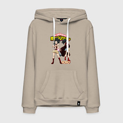 Толстовка-худи хлопковая мужская Моя Геройская академия Момо героиня, цвет: миндальный