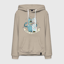 Толстовка-худи хлопковая мужская Bander and Rick - space alcoholics, цвет: миндальный