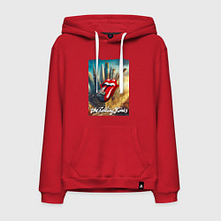 Толстовка-худи хлопковая мужская Rolling Stones - logo-guitar, цвет: красный