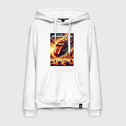 Толстовка-худи хлопковая мужская Logo of the Rollings Stones, цвет: белый