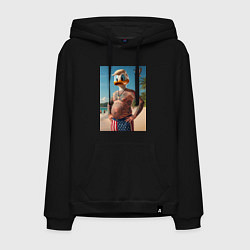 Толстовка-худи хлопковая мужская Donald Duck-Trump on a Florida beach, цвет: черный