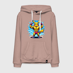 Толстовка-худи хлопковая мужская Big Pikachu, цвет: пыльно-розовый