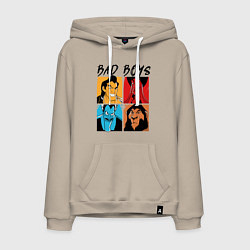 Толстовка-худи хлопковая мужская Bad boys - villains, цвет: миндальный